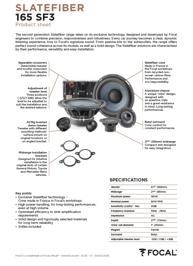Focal Slate Fiber altoparlanti + amplificatore A/B per AUDI A5 8T dal 2007 - immagine 3