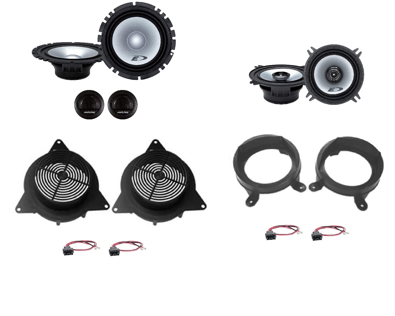Kit 6 altoparlanti Alpine per Mercedes ML (W163) serie dal 1997 al 2005 Anteriori e Posteriori