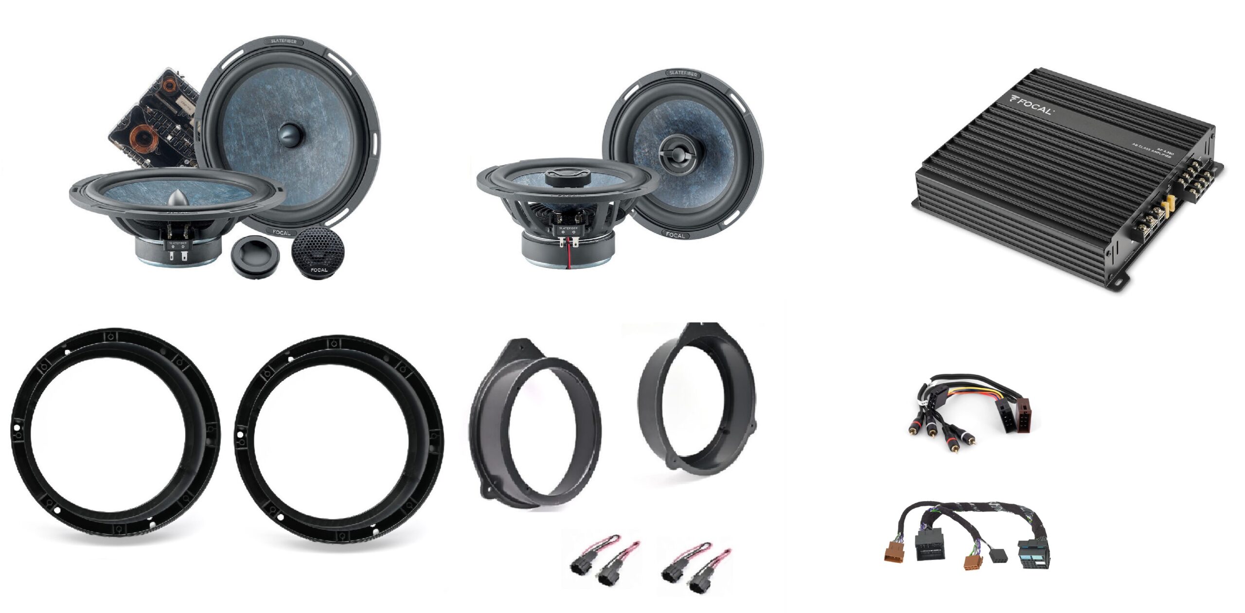 Focal Slate Fiber altoparlanti + amplificatore A/B per Audi A3 8Y serie 2020-2023