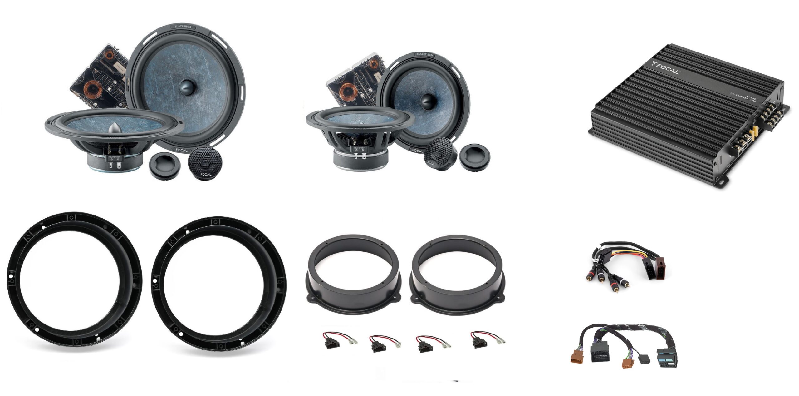 Focal Slate Fiber altoparlanti + amplificatore A/B per Audi Q3 (F3) serie dal 2018->