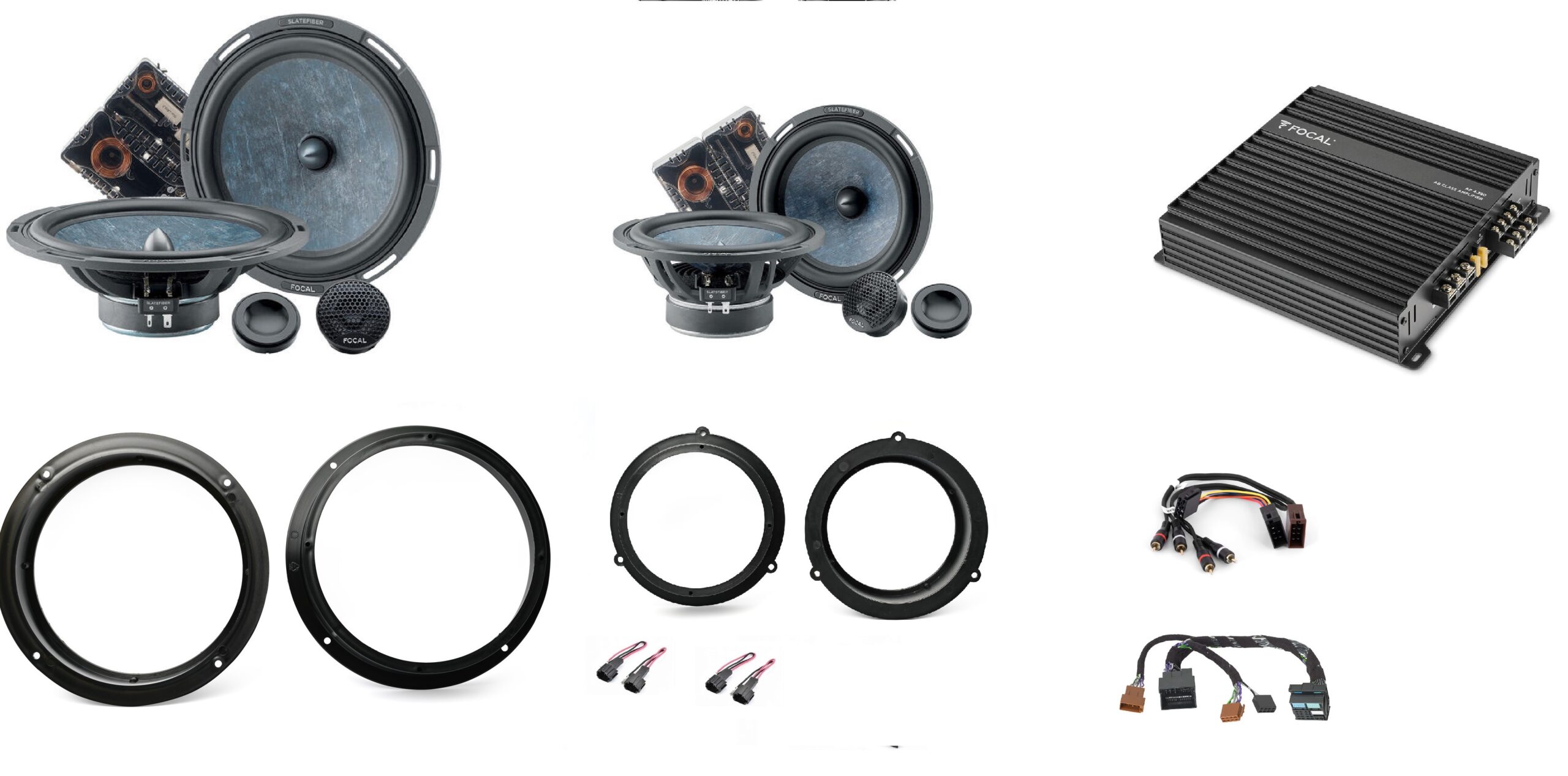 Focal Slate Fiber altoparlanti + amplificatore A/B per AUDI A5 8T dal 2007