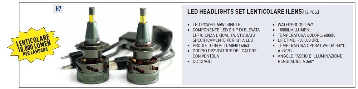 Kit Led lenticolari per Peugeot 508 36000 lumen 6000K Abbaglianti + Anabbaglianti - immagine 2