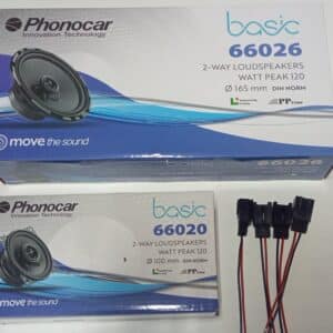 Kit altoparlanti Phonocar + cavi per Peugeot 206 CC Anteriori e Posteriori