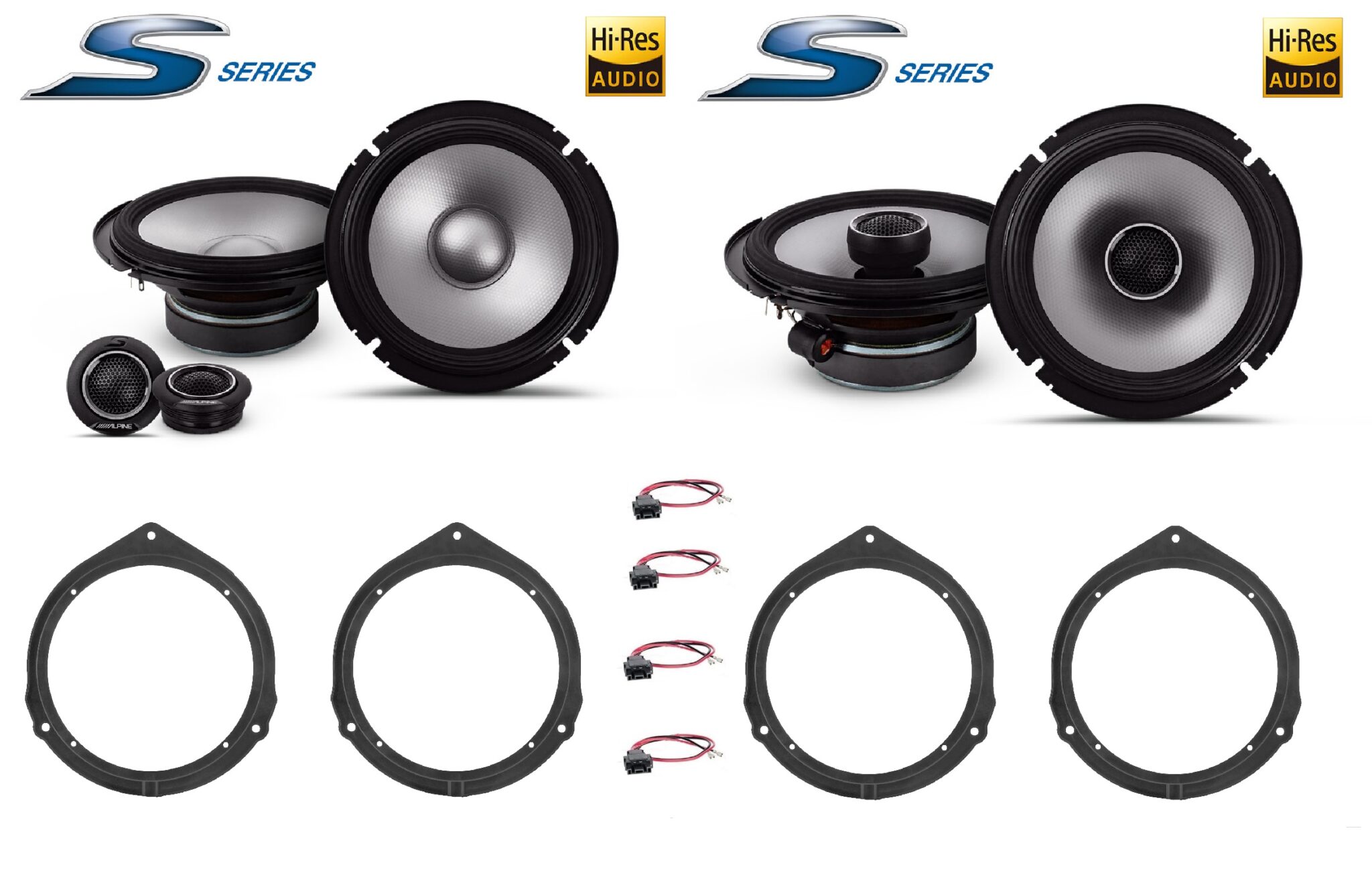 Kit 6 altoparlanti Alpine S2 per Mercedes classe M (W166) serie dal 2011 al 2015 Anteriori e Posteriori