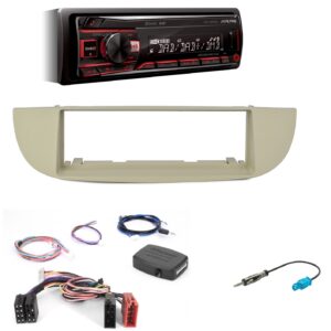 Autoradio Alpine DAB 1 Din per Fiat 500 con comandi al volante colore bianco