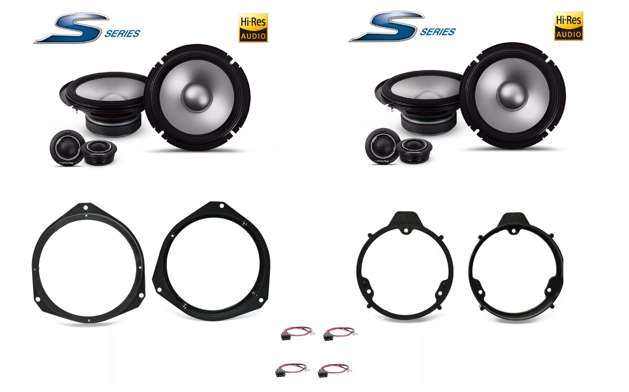 Kit 8 altoparlanti Alpine S2 per Mercedes classe E W212 serie dal 2010 al 2016 Anteriori e Posteriori