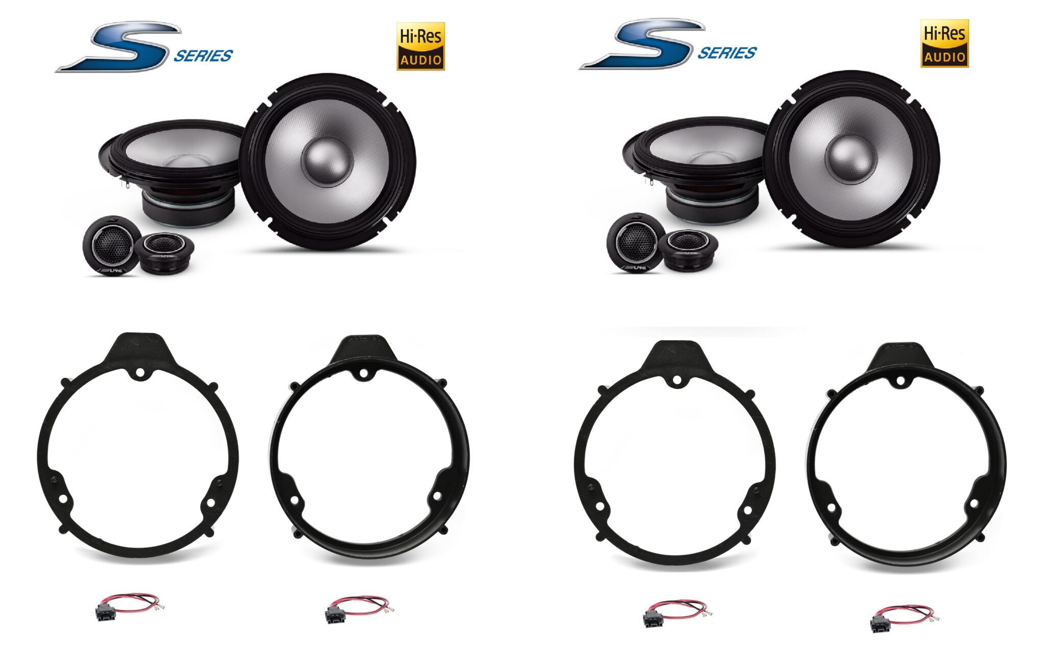 Kit 8 altoparlanti Alpine S2 per Mercedes Classe A W176 Anteriori e Posteriori 2012 – 2018