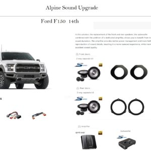 Kit Alpine linea S2 per Ford F150 14th Altoparlanti + Processore audio DSP e amplificatore + Subwoofer