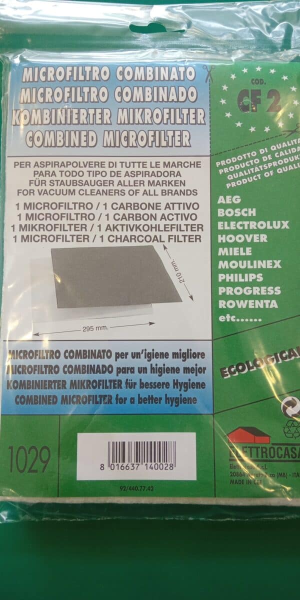 Microfiltro combinato per aspirapolvere  mm295X210