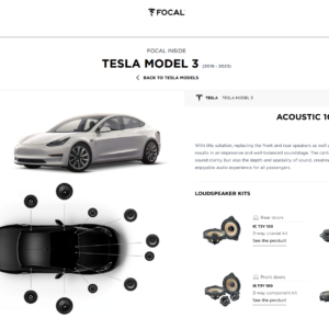 Kit Focal Acoustic 10.0 per Tesla Model 3 SR serie 2017-2023 con alloggiamento Tweeter