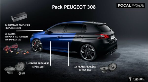 Kit Focal Inside altoparlanti + amplificatore per Peugeot 308