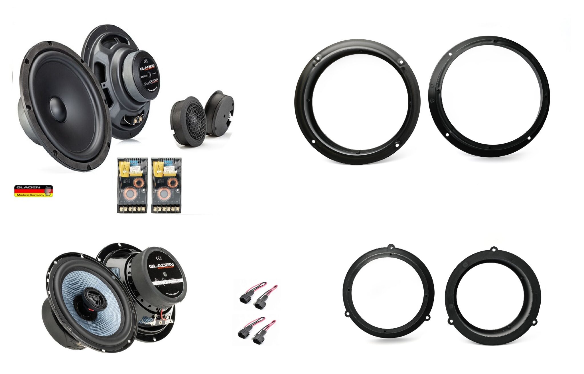 Kit 6 altoparlanti Gladen per AUDI A4 B8 dal 2007 al 2015 Anteriori e Posteriori
