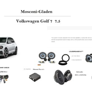 Gladen / Mosconi Sound UP Volkswagen VW Golf 7 VII serie dal 2012 al 2020