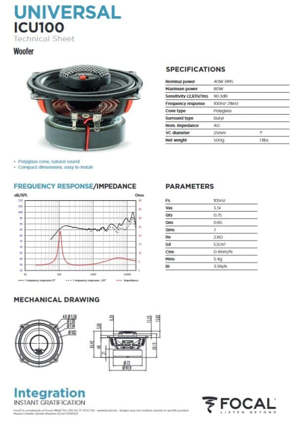 Kit  altoparlanti Focal Universal per Peugeot 206 Coupè Cabriolet Anteriori e Posteriori - immagine 5