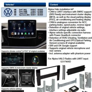 Kit  Alpine ILX-F905D Halo9 per VW Sportsvan (AU) 02/2017 – 06/2020 CAN-UART, supporto display (MFD) e SWRC
