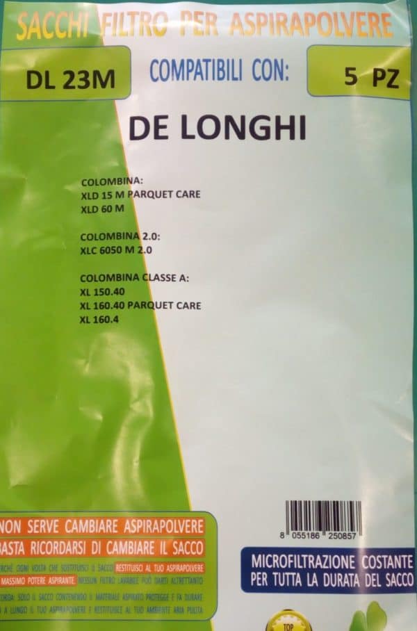 5 Sacchi Filtro  De Longhi TNT Colombina Classe A XL 150.40 - immagine 2