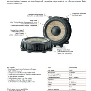 Kit altoparlanti Focal per Tesla IW T3Y 200 2 woofer