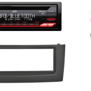 Autoradio JVC con CD per Fiat Grande Punto (nera) (199) DAB+ con lettore CD, USB e SD Card, frontalino estraibile e Bluetooth