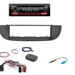 Autoradio JVC con CD per Fiat 500 DAB+ comandi al volante, USB e SD Card, frontalino estraibile e Bluetooth