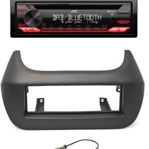Autoradio JVC con CD per Fiat Qubo DAB+ con lettore CD, USB e SD Card, frontalino estraibile e Bluetooth