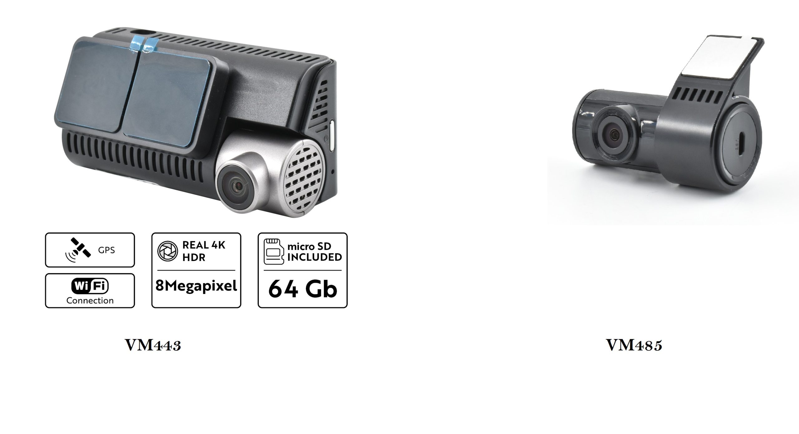 Kit Dash Cam anteriore + posteriore Phonocar VM443 + VM485 WI-FI/GPS con DISPLAY e APP