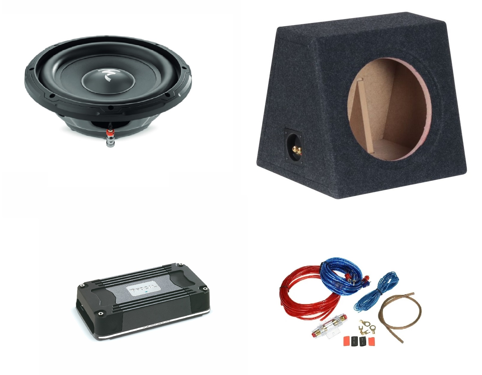 Kit Focal Amplificatore mono + Subwoofer a doppia bobina per Auto 250 RMS