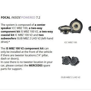 Kit Inside Premium 7.8 Focal per Mercedes GLC modello X254 serie dal 2022
