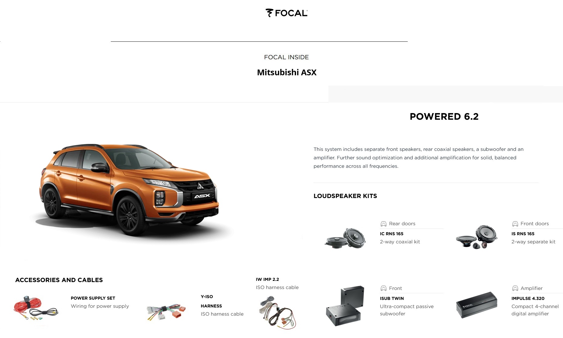 Kit Focal Inside Powered 6.2 per Mitsubishi ASX serie dal 2023