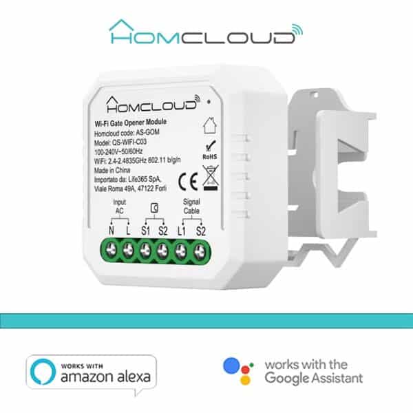 Modulo Cancelli/Garage ed Elettroserrature Wi-Fi 1CH incasso, comandabile da Smartphone e Vocalmente