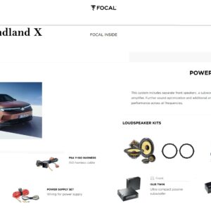Kit sound upgrade Focal K2 amplificatore + Subwoofer per Opel Grandland X serie dal 2017 al 2024