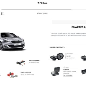Kit Focal Inside Powered 8.2 per Peugeot 308 II serie Altoparlanti + Amplificatore + Subwoofer