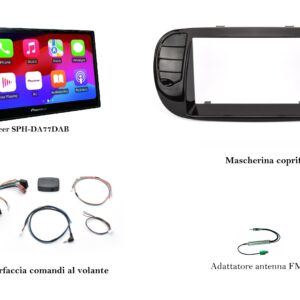 Lettore multimediale Pioneer per Abart 500 serie 08-16 Apple Car Play / Android  Touch Screen