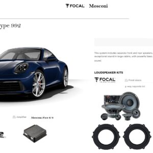 Focal Mosconi kit Audio per Porsche 911 Type 992 Coupè serie dal 2018 al 2025