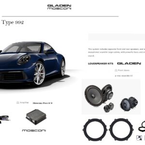 Gladen Mosconi kit Audio per Porsche 911 Type 992 Coupè serie dal 2018 al 2025