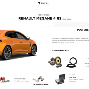 Kit sound upgrade Focal K2 amplificatore + Subwoofer per Renault Megane 4 RS (2018 - 2024)