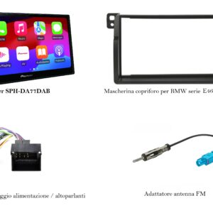 Lettore multimediale Pioneer per BMW serie 3 E46 Apple Car Play / Android  Touch Screen