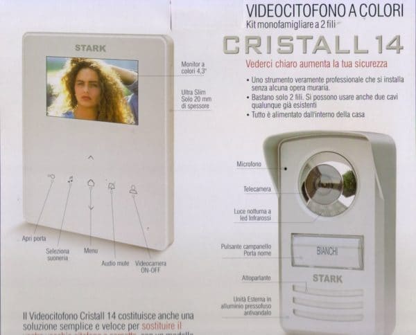 Stark Videocitofono a Colori Kit monofamigliare a 2 Fili