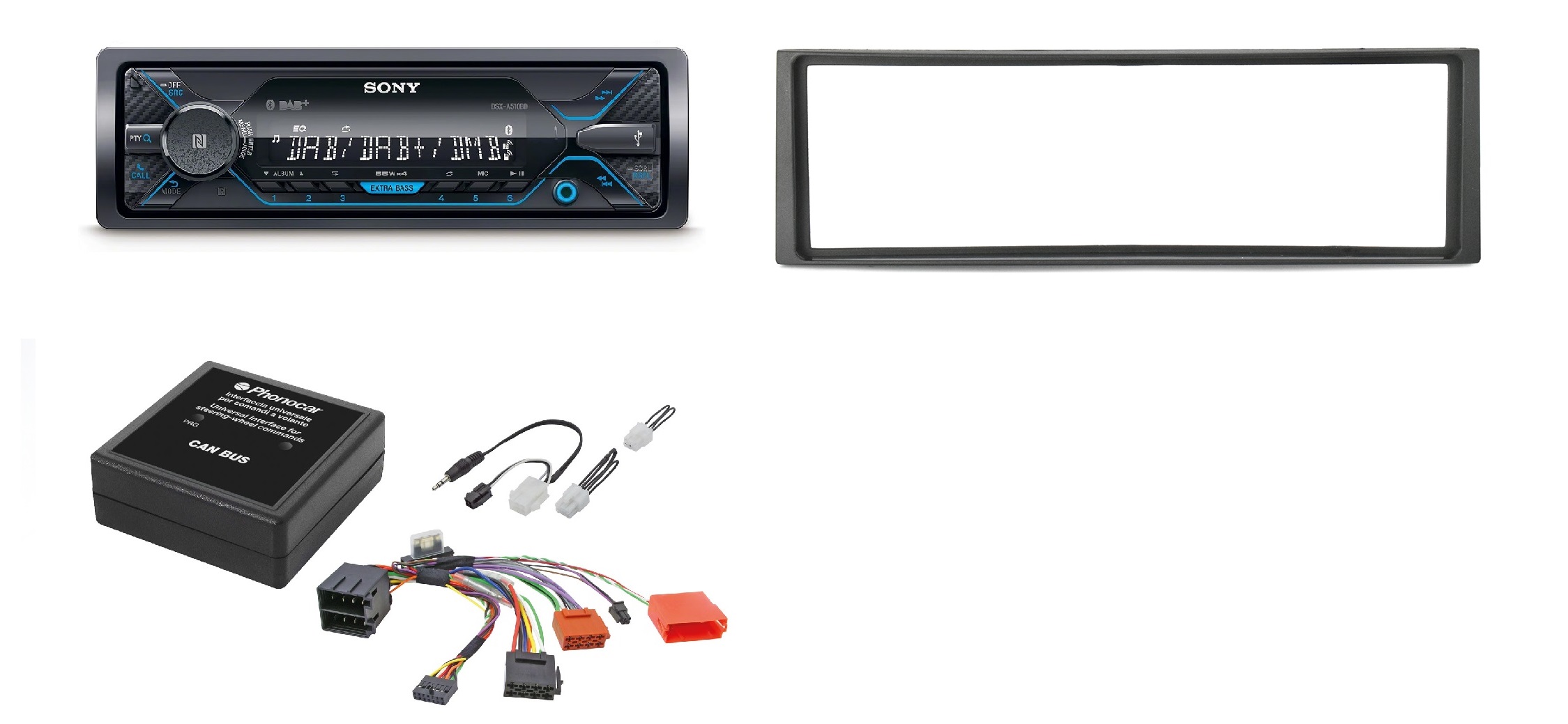 Autoradio Sony per Renault Clio III (BR0/1, CR0/1) DAB+ USB e SD Card, frontalino estraibile e Bluetooth