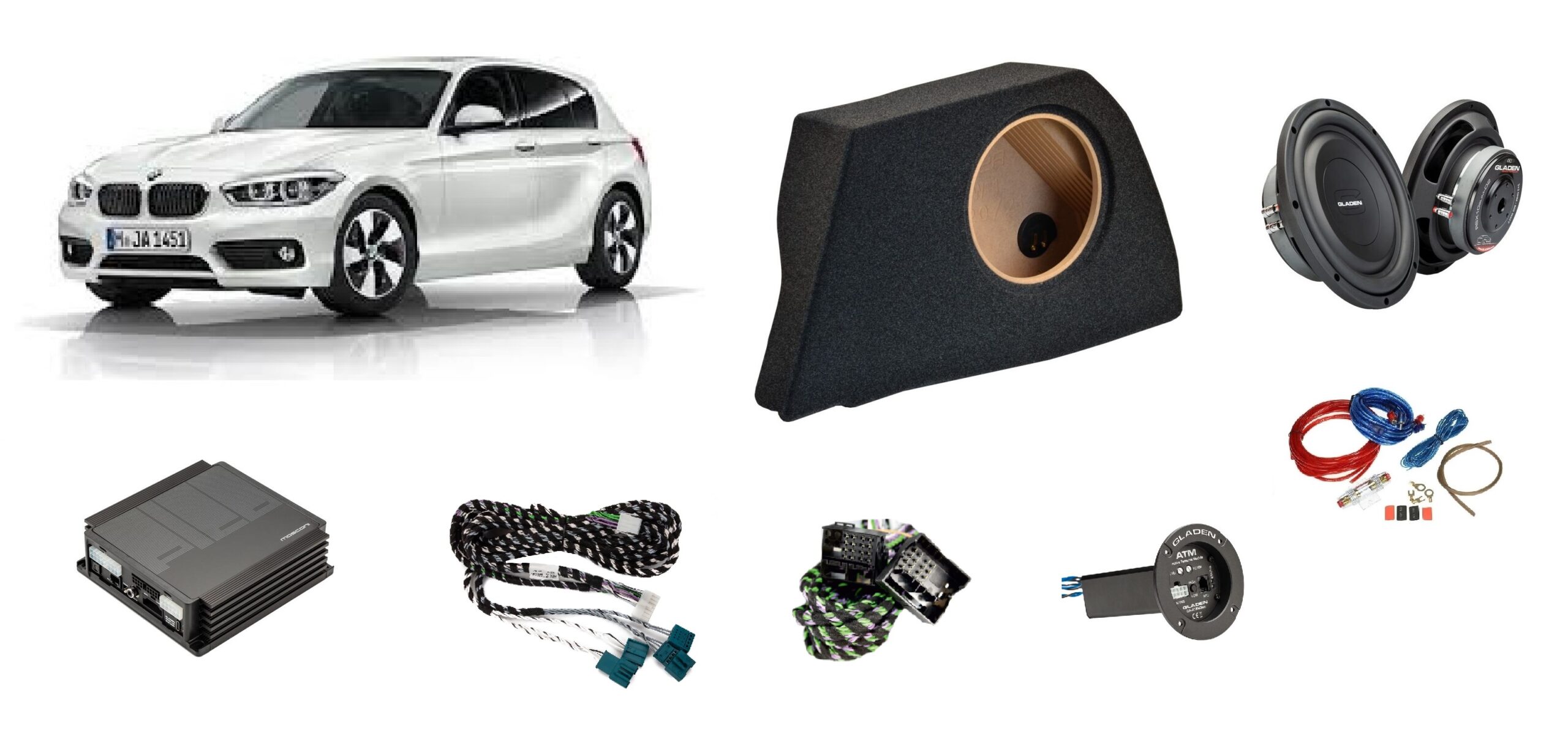 Kit audio per BMW serie 1 F20 2011 - 2019 Gladen + Mosconi Pico 6/8