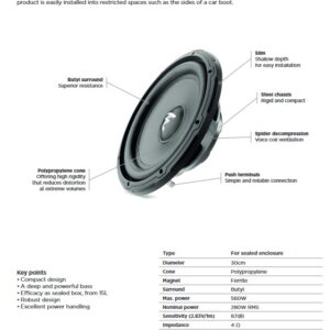 Focal SUB 12 Slim Subwoofer 30 cm ultrapiatto per Auto 560W Max 12''
