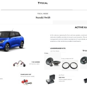 Kit Focal Inside Powered 8.2 per Suzuki Swift Altoparlanti + Amplificatore + Subwoofer