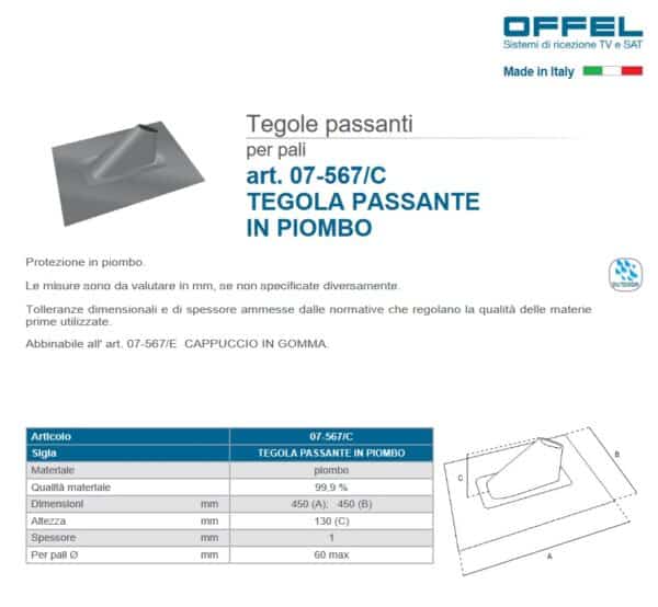 Tegola passante in piombo per palo antenna TV - immagine 2