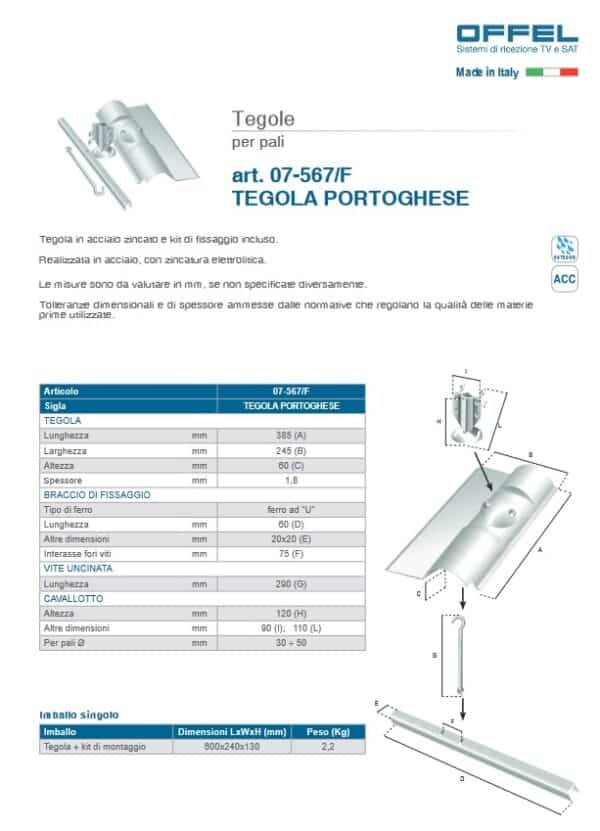 Tegola portoghese in acciaio zincato per palo antenna TV - immagine 2