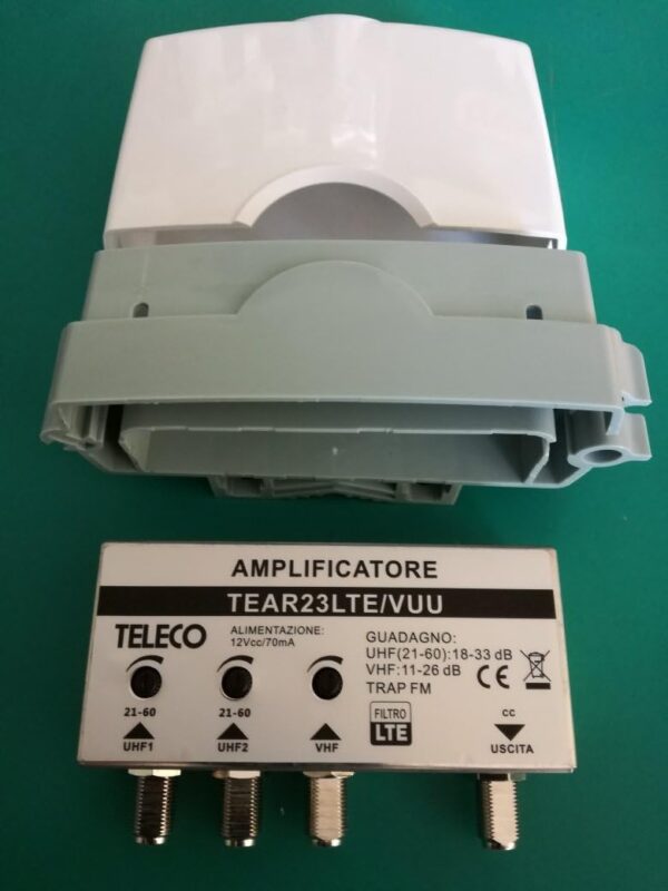 Amplificatore 2 ingressi (UHF-VHF) 1 uscita Teleco TEAR23LTE/VUU
