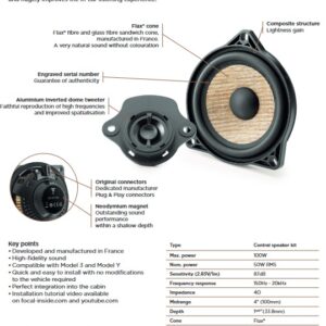 Kit altoparlanti Focal per Tesla ICC T3Y 100 Altoparlante centrale 2 vie