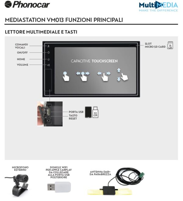 Autoradio Apple Car Play wireless Phonocar VM013 per Mercedes Classe B W245  Mediastation DAB+ (Copia) - immagine 6