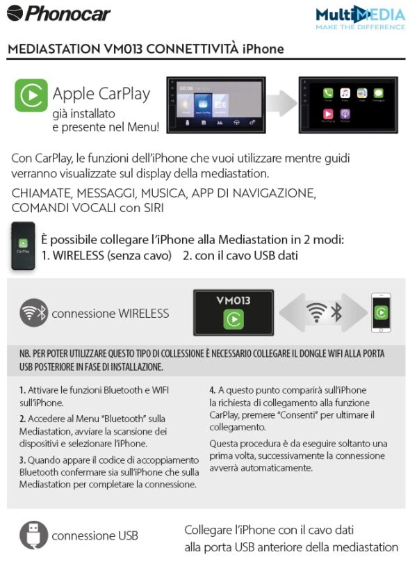 Autoradio Apple Car Play wireless Phonocar VM013 per Mercedes Classe B W245  Mediastation DAB+ (Copia) - immagine 7