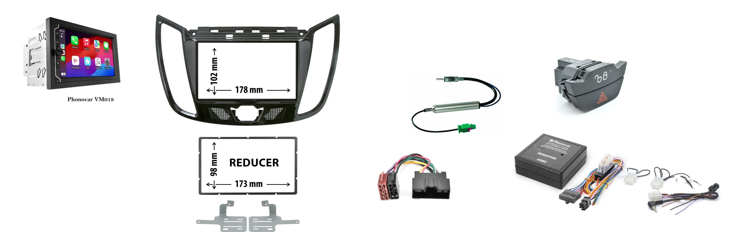 Sistema multimediale Phonocar per Ford Kuga 2^ serie dal 2013-2018 Wireless 6.75''