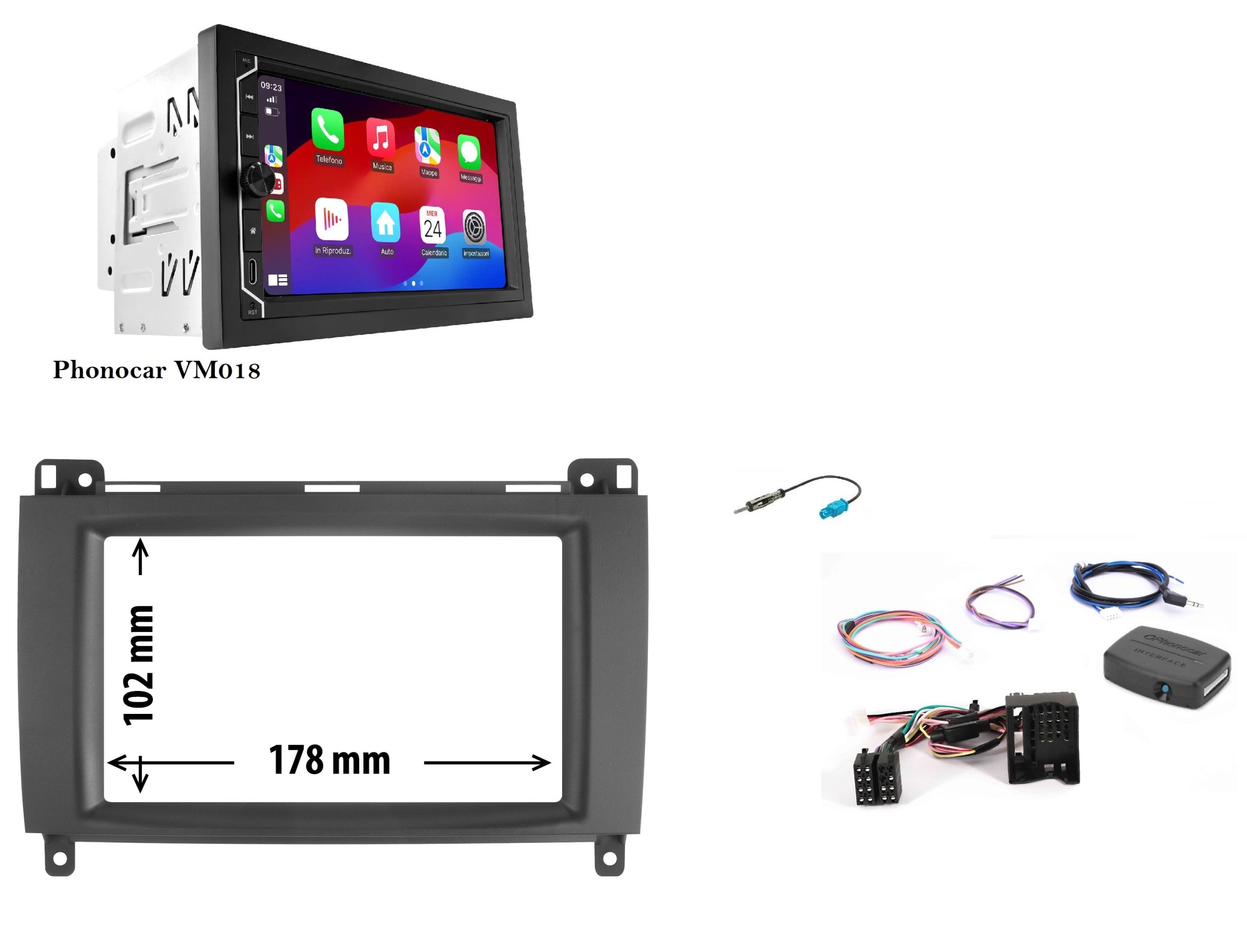 Sistema multimediale Phonocar per Mercedes classe B W245 serie dal 2004 al 2011 Wireless 6.75''