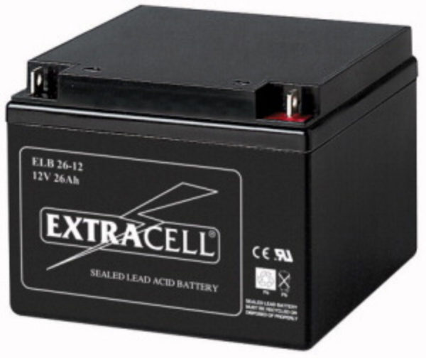 BATTERIA RICARICABILE AL PIOMBO SIGILLATA 12 VOLT 26 Ah MARCA EXTRACELL